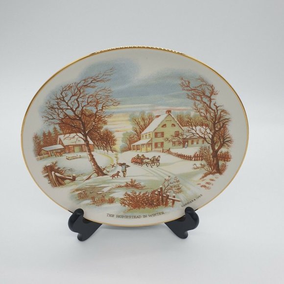 Currier and Ives Collector Plate 1987 The Homestead In Winter Vintage Decorative - Picture 5 of 9